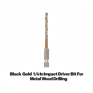 Embout de visseuse à percussion noir et or 1/4 pouce pour percer le métal et le bois - Product Image 2
