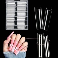 240 pièces/boîte, faux ongles XXL extra droits, longs, carrés, forme cercueil, courbés en C, en ABS, pour manucure, salon et outils de nail art