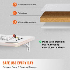 White 39.37\&quot; X 19.69\&quot; Wall-Mounted Foldable Desk Iron Bracket Drop Leaf <strong>Table</strong> for Home <strong>Office</strong> Dining Laundry Bar <strong>Small</strong> <strong>Spaces</strong> - Product Image 5