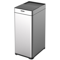 30L HN-ZH Silver Modern Rectangular Smart Sensor Trash Can - Motion Sliding Lid, Ozone Function for Household Use