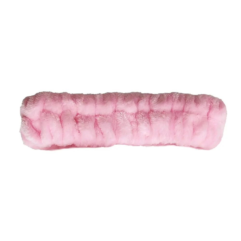Bando rias dasi kupu-kupu bulu karang merah muda besar bahan kain ikat rambut perempuan elastis kustom untuk Spa dan Mandi