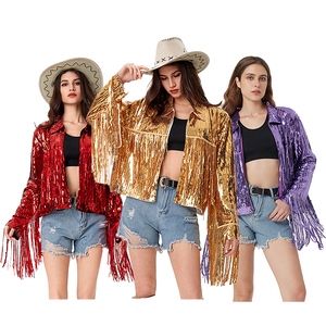 Chaqueta Vaquera Desmontable con Parches Personalizados, Chaqueta Vaquera para Mujer con Lentejuelas de Estrella y Borlas - Product Image 6