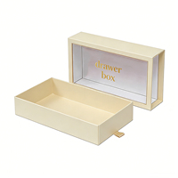Boîte cadeau en carton rigide écologique et recyclable, style tiroir coulissant, avec cadre photo en feuille d'or, fenêtre transparente en PVC