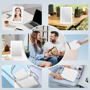 Nhà máy bán buôn bán hàng trực tiếp Chất lượng cao USB nạp tiền du lịch xách tay vuông cầm tay gấp <span class=keywords><strong>Led</strong></span> Gương trang điểm với ánh sáng - Product Image 6
