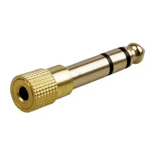 Gold 1/4" 6.35mm Male to Mini Jack 1/8" 3.5mm Female Adapter Stereo Plug TRS