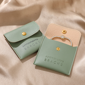 Bolsa de Joyería de Cuero PU con Logotipo Personalizado, Bolsa de Embalaje de Joyería de Cuero Artificial con Cierre de Botón, Bolsa de Regalo - Product Image 5