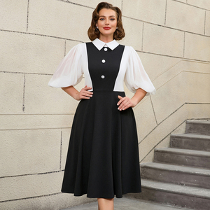 black a line dress with white collar SOLD Adolfo Black Knit Mod Dress With White Satin Collar & Cuffs 1970s   Palm Beach Vintage