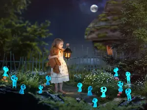 Micro paisaje de jardín personalizado para Halloween, jardín al aire libre, princesa Mononoke, árbol de elfos, juguetes luminosos, decoración de patio, venta al por mayor