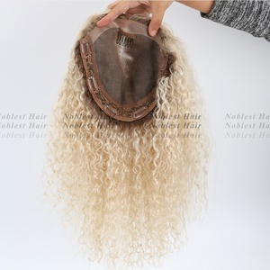 100% européen Remy bouclés topper cheveux humains topper pour les femmes mono top toupet monofilament topper bouclés cheveux humains toupet - Product Image 2