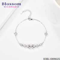 Blossom CS Schmuck 925 Sterling Silber Blumen CZ Gliederarmband Zierliches Funkelndes Silberarmband für Frauen Tägliches Tragen Großhandel