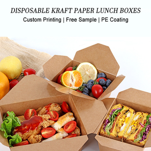 Tùy chỉnh một thời gian sử dụng giao hàng salad phục vụ thực phẩm Bao bì hộp giấy kraft giấy thực phẩm đông lạnh container Hộp Ăn Trưa cho lấy đi - Product Image 5