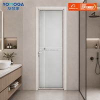 Puerta Interior de Baño de Aluminio con Marco Delgado de Alta Gama, Acabado en Vidrio, para Uso en Hoteles, Villas y Escuelas - Diseño Moderno y Minimalista