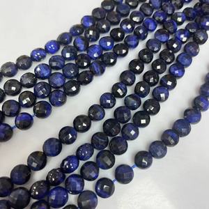 Oeil de tigre <span class=keywords><strong>bleu</strong></span> 10mm disque rond à facettes cristal agate ronde Double tortues visage perles de pierre environ: 380mm/str - Product Image 5