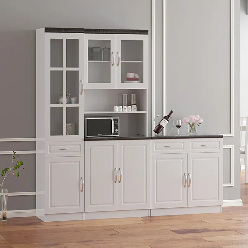 Potongan Harga Kabinet Dapur Kabinet Dasar Modern Kabinet Penyimpanan Kayu Modular Lemari Dinding Dapur Putih