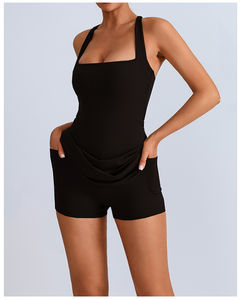 Hoog elastische, snel drogende tennisjurk voor dames met ingebouwde shorts en bh, geschikt voor gym, hardlopen, yoga, workout, fitness, activewear, één geheel. - Product Image 5