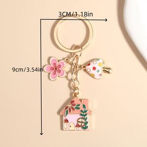 Adorable Pink Mushroom Keychain Fairy House <b>Bag</b> <b>Charm</b> with Butterfly Cute Backpack Accessory Sweet Girly Gift - Product Image 6
