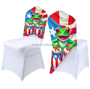 High Quality Puerto Rico Frog LOGO Spandex Elastic Stretch <strong>Chair</strong> <strong>Covers</strong> for Wedding Luxury Design <strong>Half</strong> Back <strong>Chair</strong> <strong>Cover</strong> - Product Image 1