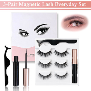 Kit di Ciglia Magnetiche con <span class=keywords><strong>Tre</strong></span> Stili Naturali Assortiti, Set di Ciglia Finte all'Ingrosso con Eyeliner Magnetico Impermeabile - Product Image 1