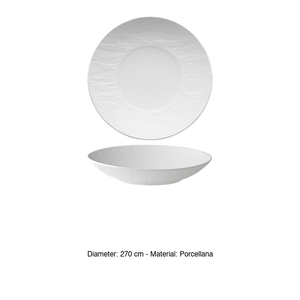 Assiette creuse Erosion Gourmet blanche 27 cm effet pierre en porcelaine M1934 - Product Image 3