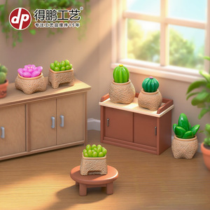 <b>Miniature</b> Resin Succulent Potted Plants Dollhouse Decorations Desktop Ornaments Unisex Age 8 13 Years - Product Image 2