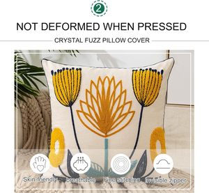Cozy Modern 100% Cotton <strong>Pillow</strong> Cover Yellow Orange <strong>Navy</strong> Teal Floral Embroidery Soft Bedding For Bedroom Living Room Decor - Product Image 6