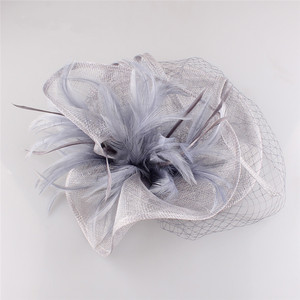 Chapeaux de fascinateur pour <span class=keywords><strong>femme</strong></span> Sinamay kentucky derby avec pince à cheveux fascinateur d'église avec voile et plume de filet de cage à oiseaux - Product Image 5