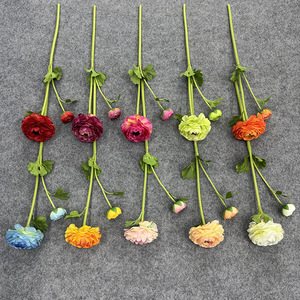Nueva Llegada, Flor Artificial de Ranúnculo Rosa y Blanco de 51 cm con 2 Cabezas, para Decoración de Mesa de Boda y Sala de Estar - Product Image 2