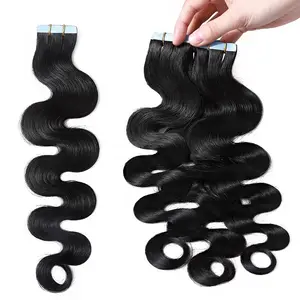 double drawn tape extensions long hair 14"-30" raw indian body wave very sticky American glue tape in extensions 100 human hair