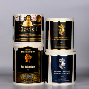 Personnalisé personnalisé de haute qualité papier texturé noir Spot Uv impression feuille d'or en relief bouteille de vin étiquette collante pour l'emballage - Product Image 5