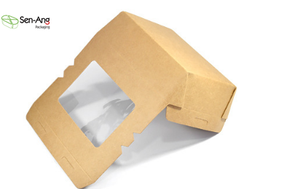 Senang01-caja de papel Kraft con tapa para llevar, caja desechable de fábrica, rectangular, venta al por mayor - Product Image 6