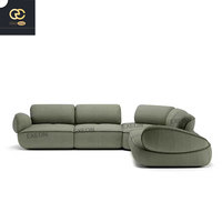 Housse de canapé en tissu pour meubles de salon italiens minimalistes de haute qualité Modèle de conception de villa de luxe Canapé vert en forme de L