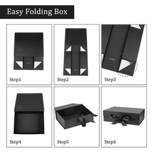 Deluxe Printing Paper Rigid Cardboard Clothing Shoe Packaging Ribbon <b>Magnetic</b> Close Folding Folding Gift <b>Box</b> - Product Image 3