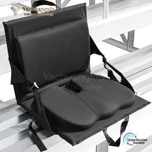 Portable Folding Chair With Backrest PU Material Black Outdoor Seat <b>Cushion</b> For Sports Venues Camping Concerts - Product Image 4
