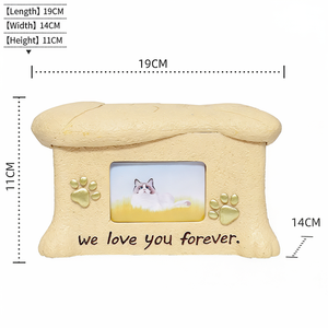 Resin Pet <strong>Urn</strong> for Puppy <strong>Cat</strong> Dog Kitten Memorial Cremation Coffin with Bone &amp; Fish Shape - Product Image 6