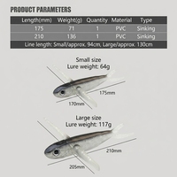 WildTrek Sinking Flying Fish Soft Lure 71g/136g PVC Umpan Pancing Trolling dengan Kail Siap Pakai 5 Warna untuk Memancing Ikan Salmon di Danau dan Laut Lepas