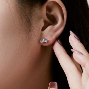 Dylam Stylish Tiny S925 <b>Silver</b> Rhodium 18K Gold Plating Dress up Marquise 5A Cubic Zirconia Sparkle <b>Crown</b> Shape Stud Earrings - Product Image 4