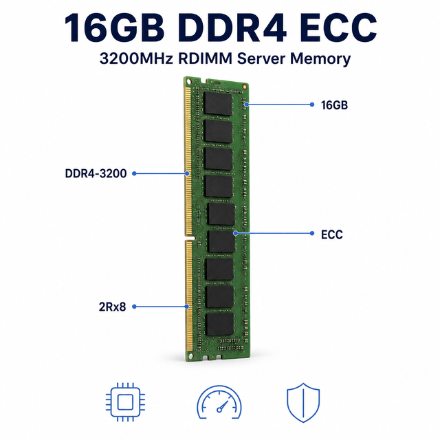 16GB DDR4 3200MHz 2Rx8 ECC REG RDIMM Server Memory RAM Module Enterprise Rackmount Data Center Server