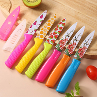 Ensemble de couteaux de cuisine multifonctions Couteau à fruits tranchant avec manche en bois Portable pour dortoir bureau éplucheur inclus