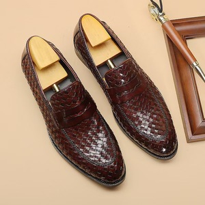 Mocasines de Piel Genuina Marrón con Punta Puntiaguda, Diseño Geométrico, Suela de Goma Transpirable, Estilo Clásico para Todas las Temporadas - Product Image 1