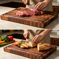 Planche à découper en bois d'acacia à grain transversal, rectangulaire, en bloc de boucher, personnalisable, pour cuisine, vente en gros