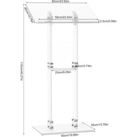Pupitre en acrylique transparent sur mesure, hauteur réglable 33,5"-45,3", avec étagère de rangement, portable, sur pied, pour église