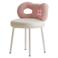 Chaise de maquillage à dossier crème Table de toilette Tabouret à clous Chaise de salle à manger avec nœud