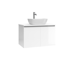 Meuble de salle de bain NIZA de qualité supérieure, élégant, blanc brillant, 60 cm, avec vasque sur comptoir, mobilier de maison - Product Image 1