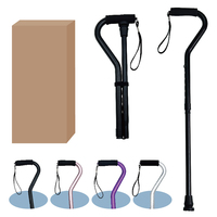 Bâton de marche pliable à quatre pattes en alliage d'aluminium Poignée en EVA Bâton de mobilité pliable réglable pour embout en caoutchouc pour personnes âgées