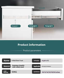 Glissières de tiroir télescopiques en acier inoxydable d'usine, glissières à billes - Product Image 6