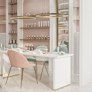 Custom Modern Nail Salon Furniture LED Lighting Display Cabinet for Beauty Salon Interior Design - Product Image 2