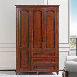 Armario de Madera Maciza Dazhang Jiaju, Cinco Puertas, Estilo Vintage, Color Nogal, para Dormitorio, con Espacio de Almacenamiento y para Colgar Ropa - Product Image 3
