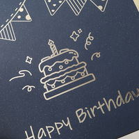 Carte de vœux pop-up 3D en papier bleu, style Instagram, DIY, créative, mignonne, avec petit ours, style gâteau, enveloppe, style réconfortant