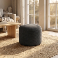 Pouf Ottoman Rond en Éponge Broyée, Emballage Sous Vide, Logo Personnalisé, Repose-Pieds pour Salon, OEM ODM Vente en Gros
