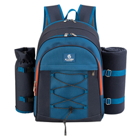 Sac à dos isotherme pour pique-nique 4 personnes avec compartiment pour bouteilles de vin, couverture en polyester souple, fond imperméable, anti-fuite, réutilisable